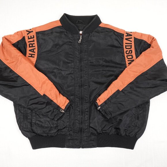 Harley Davidson Motorcycle Bomber Jacket Men's XXL Embroidered Spellout Logo - Picture 2 of 12